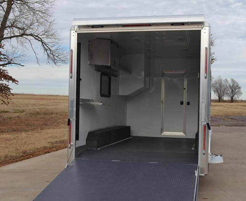 A Freedom trailer with the back open