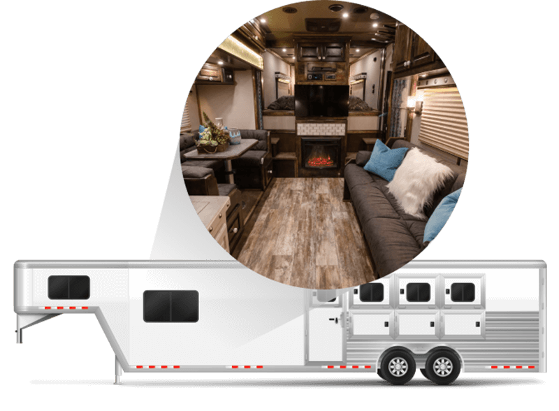 An interior zoom in on a Cimarron horse trailer